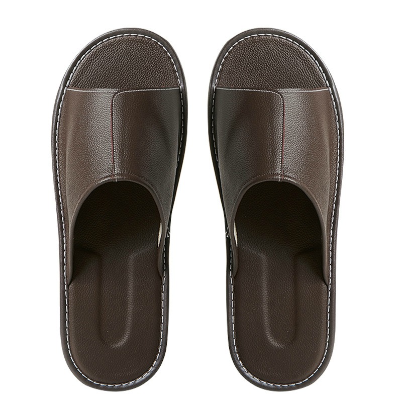 Leather slippers with a soft and lightweight top layer made of cowhide, convenient to wear in summer at home