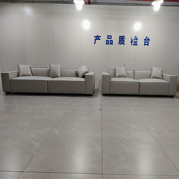 Leather sofa tofu block style sofa